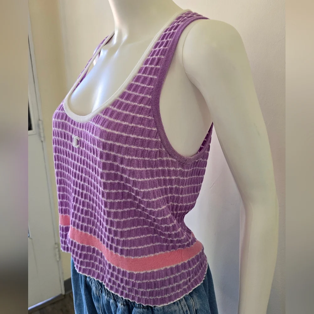 Chanel Knit Striped Tank Top - Picture 4 of 10